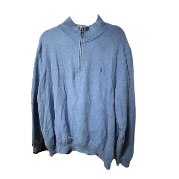 Polo Ralph Lauren Sweater Men's Blue 1/4 Zip Pima Cotton sz 4XB - Picture 1 of 3